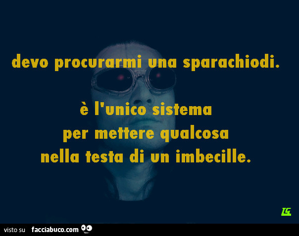 Devo procurarmi una sparachiodi. È L'unico sistema per mettere qualcosa nella testa di un imbecille