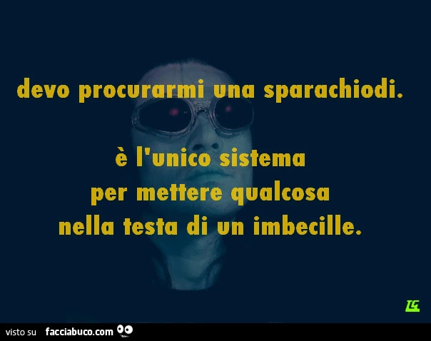 Devo procurarmi una sparachiodi. È L'unico sistema per mettere qualcosa nella testa di un imbecille