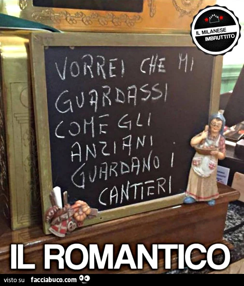 Vorrei che mi guardassi come gli anziani guardano i cantieri. Il romantico