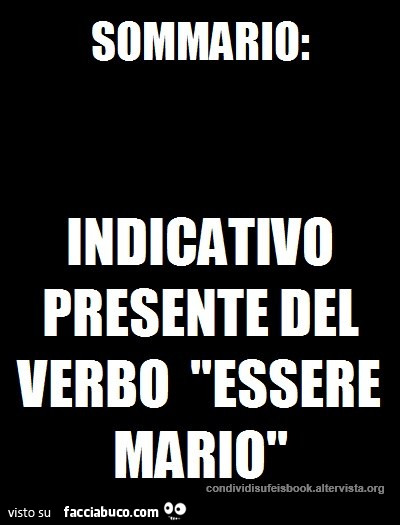 Sommario: indicativo presente del verbo essere Mario