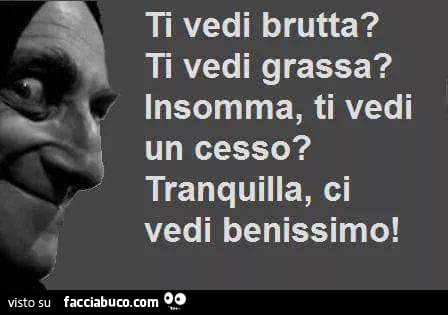 Ti vedi brutta? Ti vedi grassa? Insomma, ti vedi un cesso? Tranquilla, ci vedi benissimo