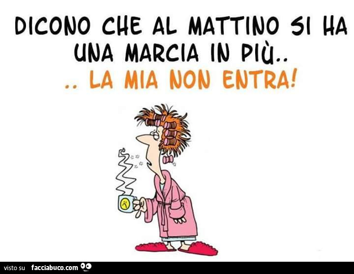Dicono che al mattino si ha una marcia in più. La mia non entra -  Facciabuco.com