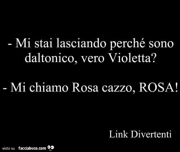 Mi stai lasciando perchè sono daltonico, vero Violetta? Mi chiamo Rosa cazzo, ROSA