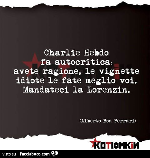 Charlie Hebdo fa autocritica: avete ragione, le vignette idiote le fate meglio voi. Mandateci la Lorenzin