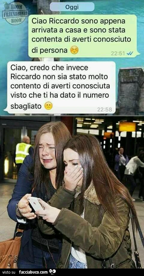 Ciao Riccardo sono appena arrivata a casa e sono stata contenta di averti conosciuto di persona. Ciao, credo che invece Riccardo non sia stato molto contento visto che ti ha dato il numero sbagliato