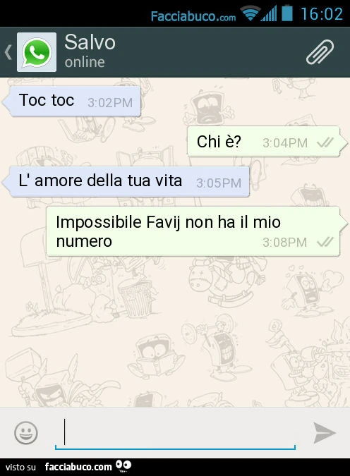 Toc toc. Chi è? L' amore della tua vita. Impossibile Favij non ha il mio numero