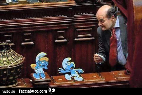 Bersani come Gargamella mette in fuga i puffi