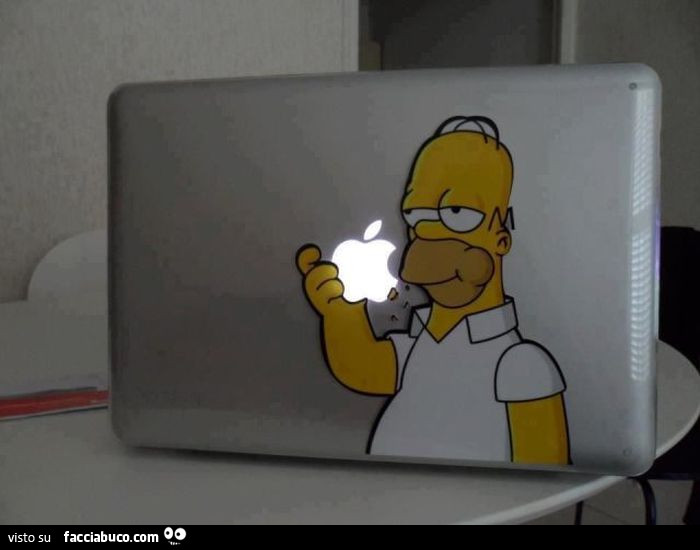 Cover Mac di Homer Simpson che mangia la mela