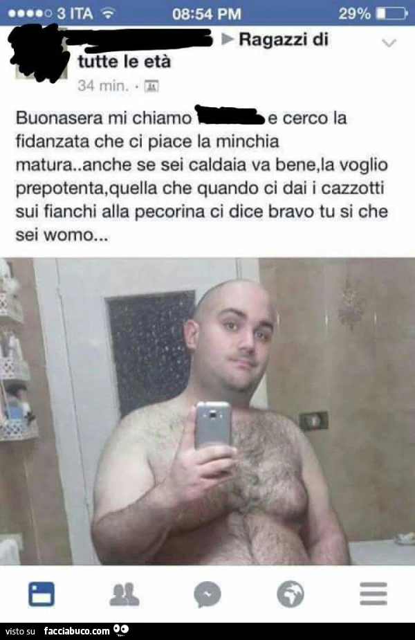 Buonasera cerco la fidanzata che ci piace la minchia matura anche se sei caldaia va bene, la voglio prepotente