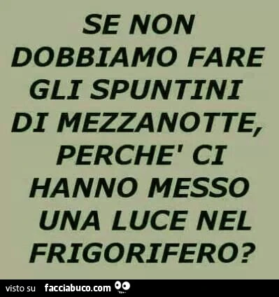 Se non dobbiamo fare gli spuntini di mezzanotte, perchè ci hanno messo una luce nel frigorifero?