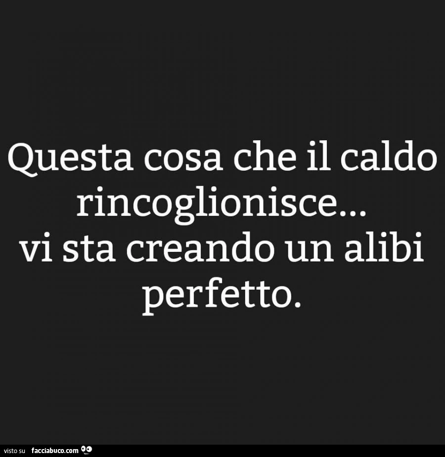Questa cosa che il caldo rincoglionisce vi sta creando un alibi perfetto