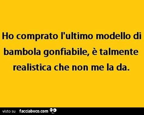 Ho comprato l'ultimo modello di bambola gonfiabile, è talmente realistica che non me la da