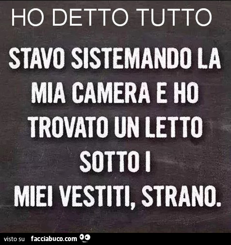 Stavo sistemando la mia camera e ho trovato un letto sotto i miei vestiti, strano